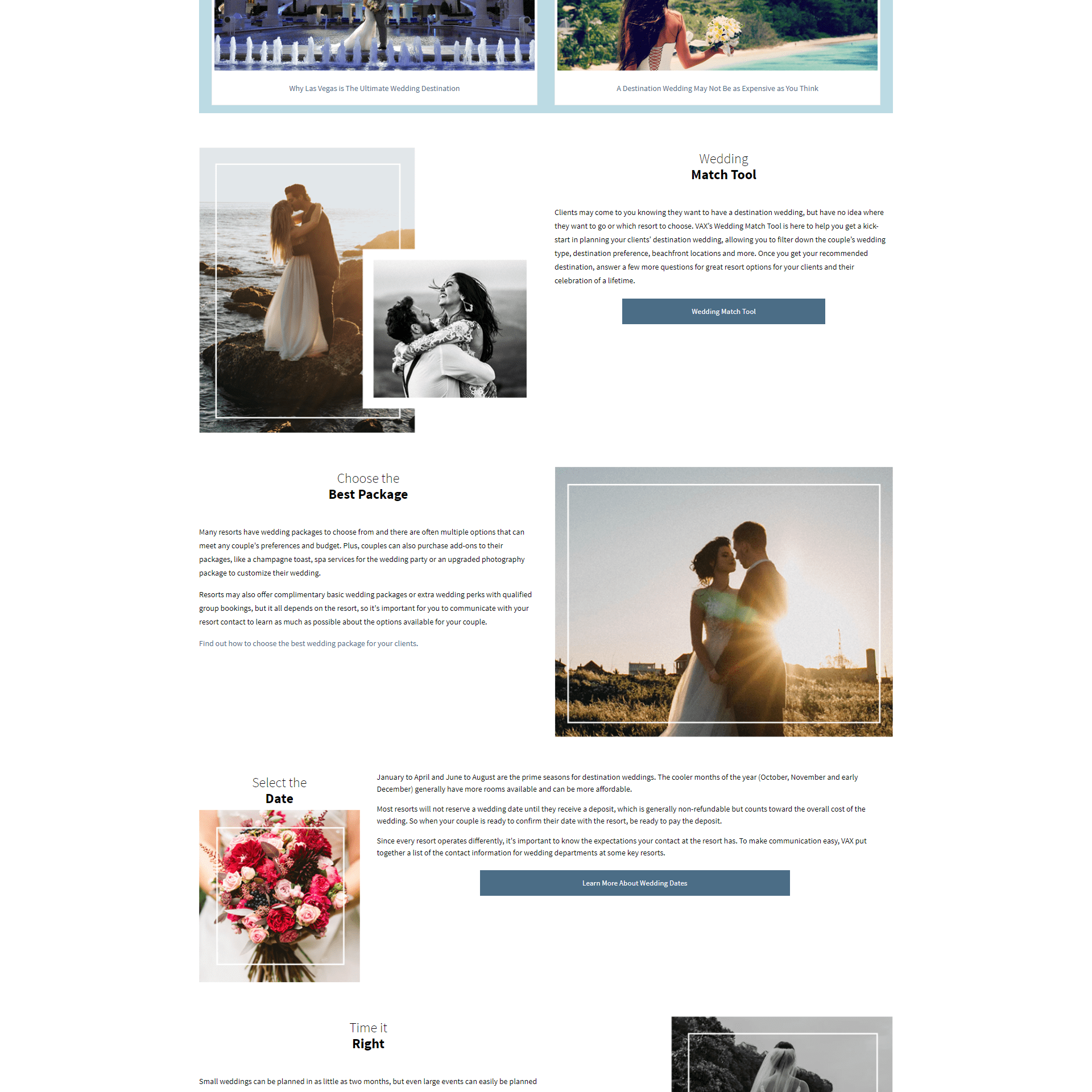 screenshot of VAX's Destination Wedding marketing campaign landing page