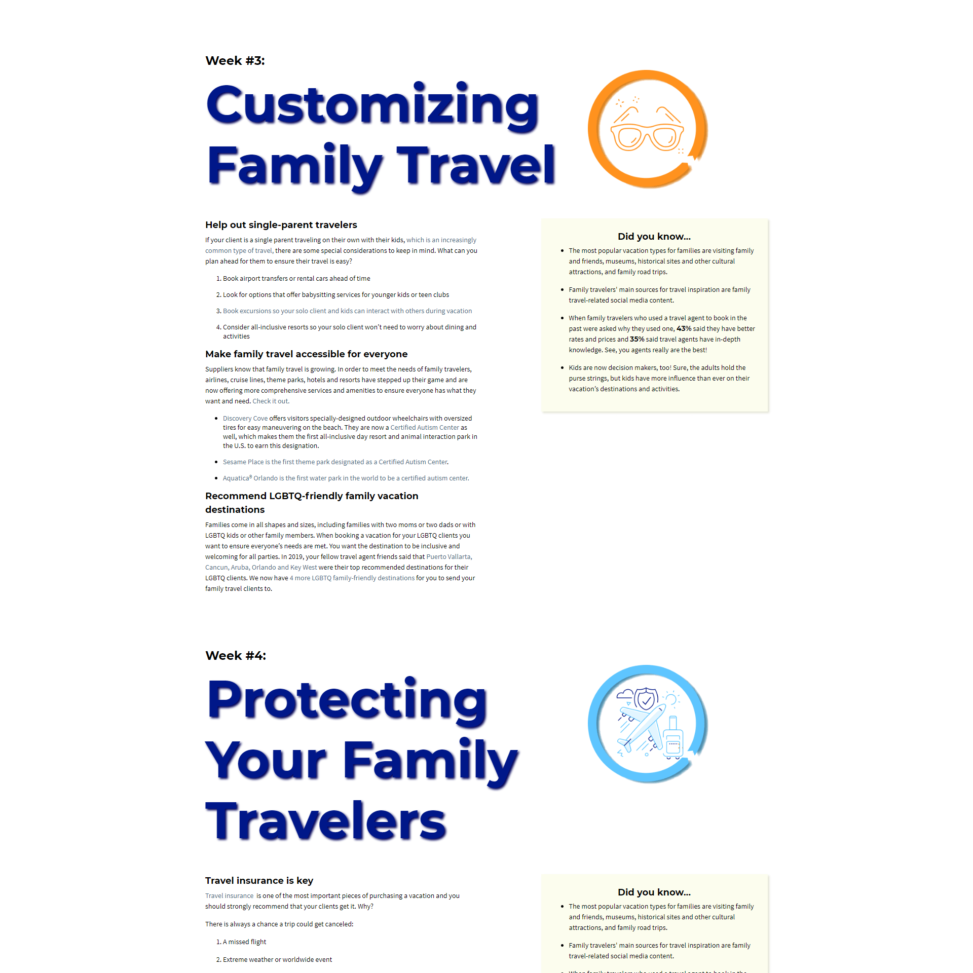 screenshot of the family travel marketing campaign landing page on VAX VacationAccess