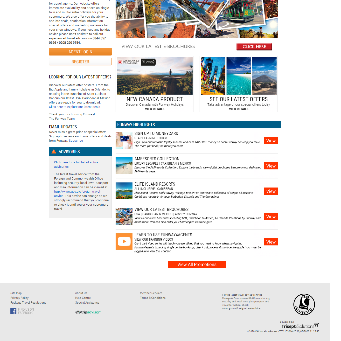 Funway Holidays home page screenshot